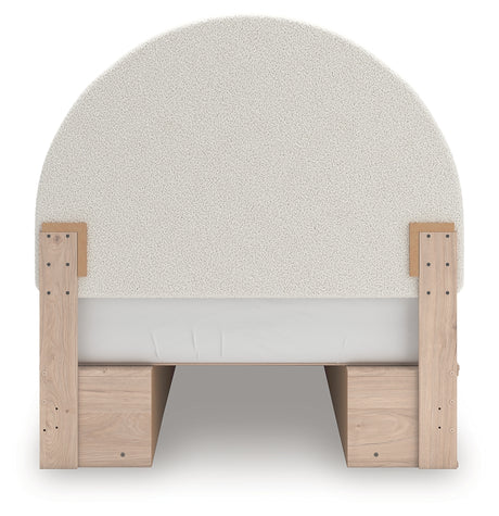 Head-on view of Full Upholstered Panel Bed