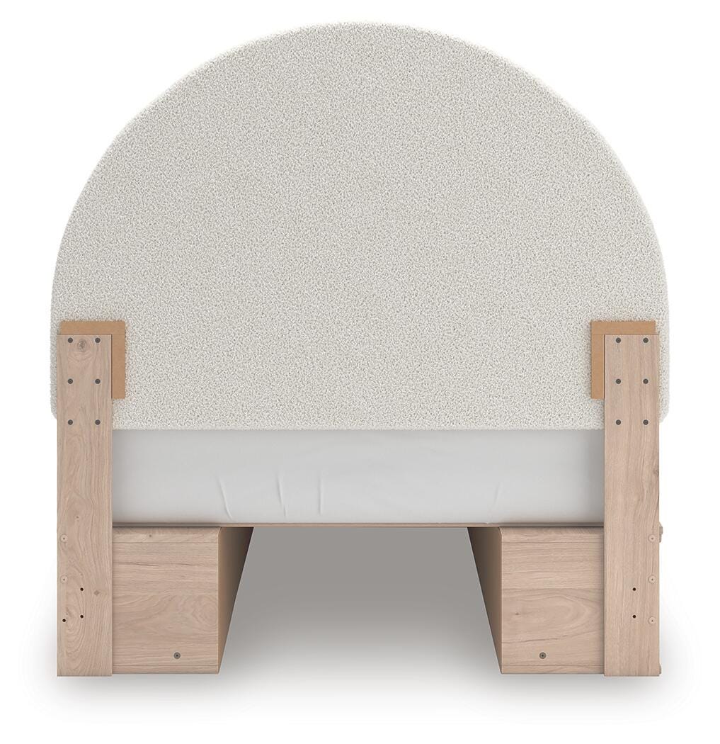 Arloster Tan/White Full Upholstered Panel Bed with Storage view 9
