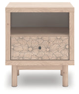 Arloster Tan Nightstand close-up of wood grain finish