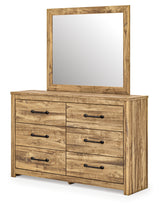 Side angle of Maystonna Brown Dresser with Mirror