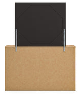 Back view of Maystonna Dresser showing mirror attachment