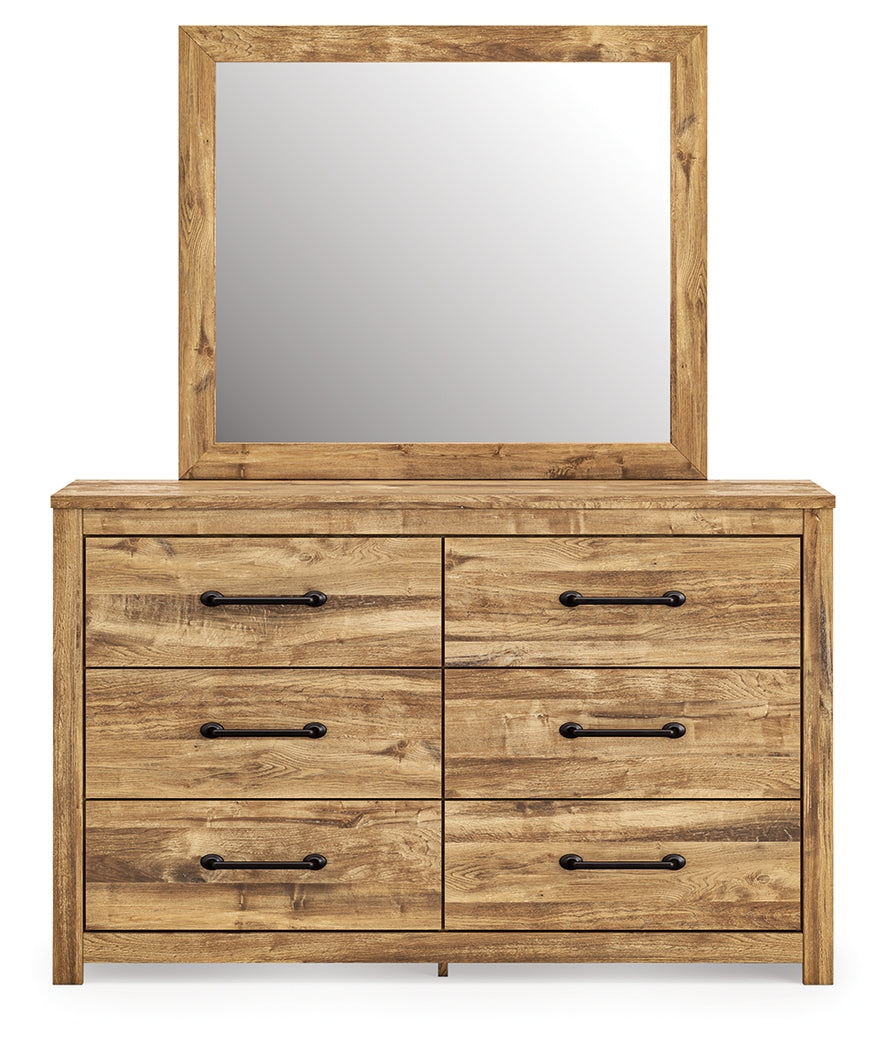 Front view head-on of Maystonna Brown Dresser and Mirror