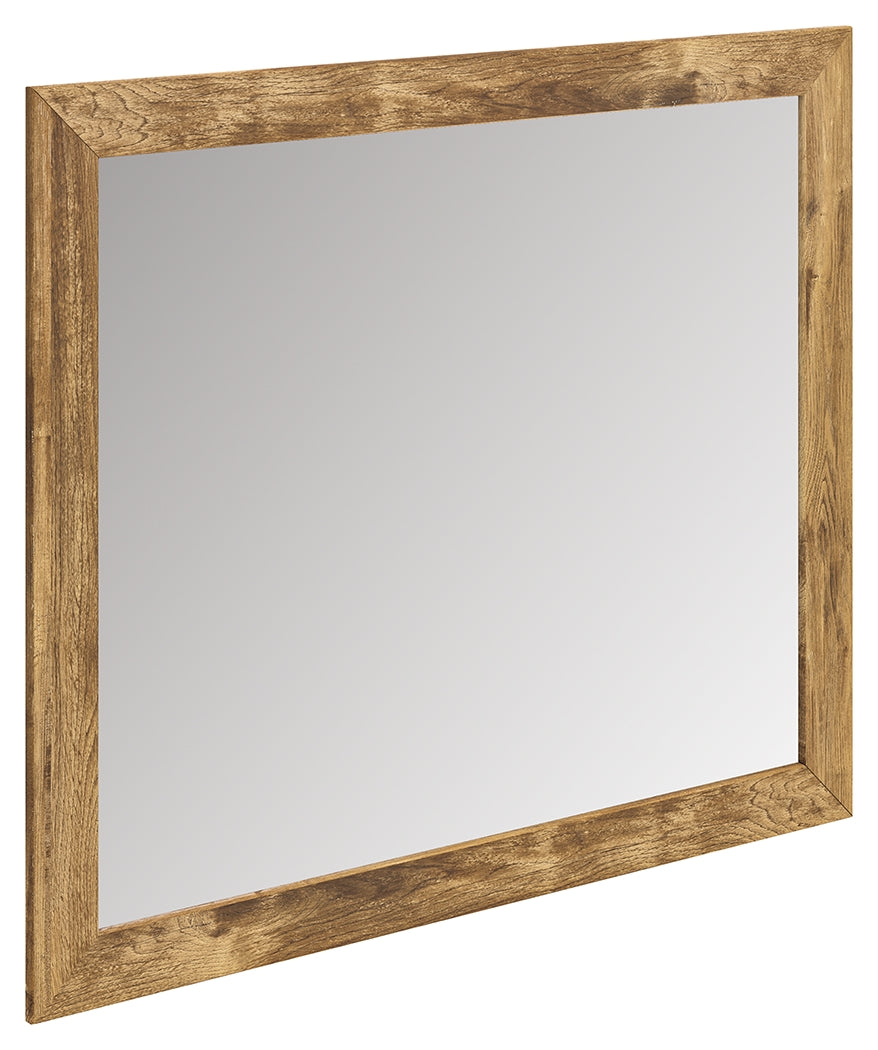 Angled side view of Maystonna Brown Bedroom Mirror