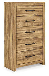 Maystonna brown chest of drawers angled view