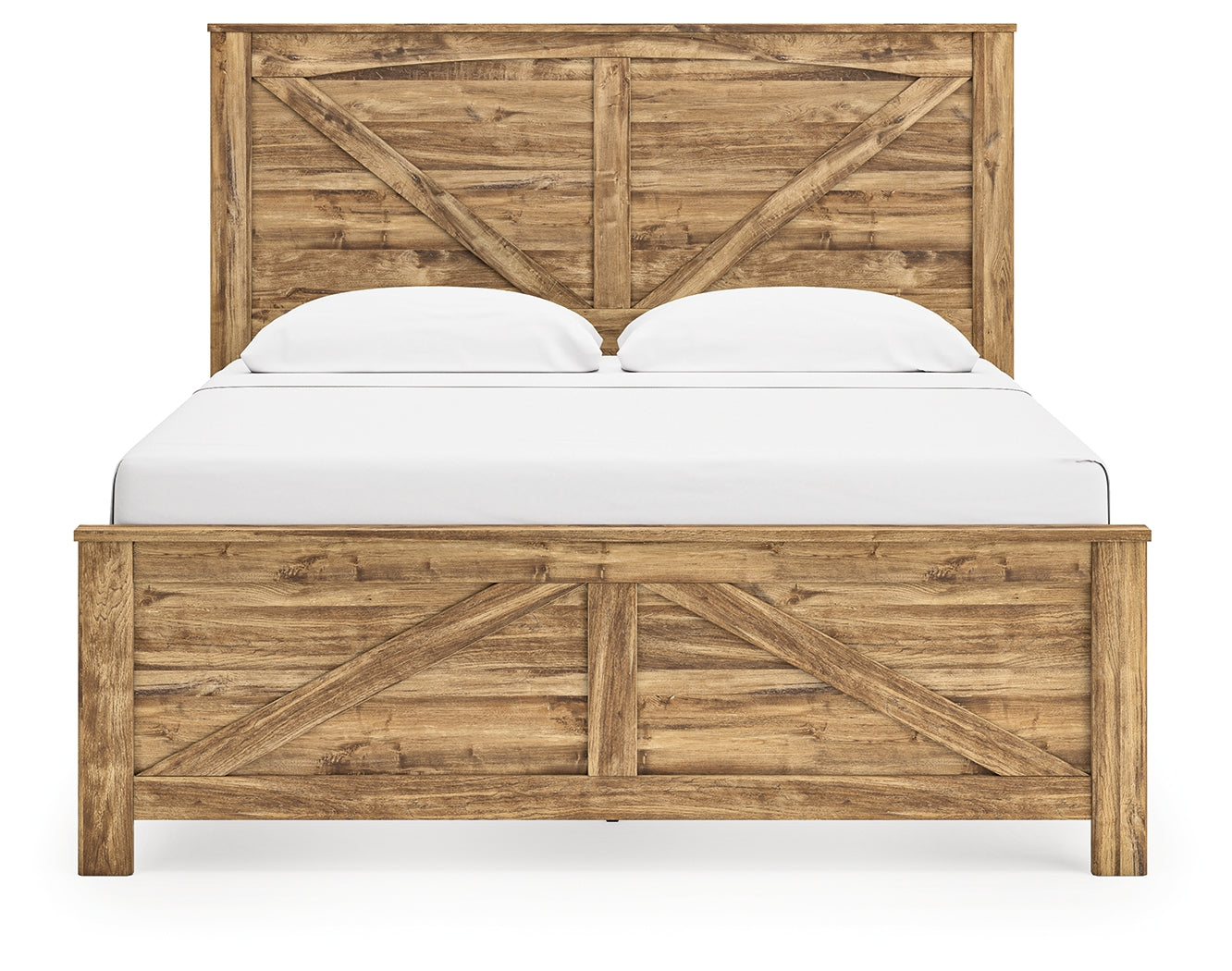 Maystonna King Crossbuck Panel Bed headboard close-up
