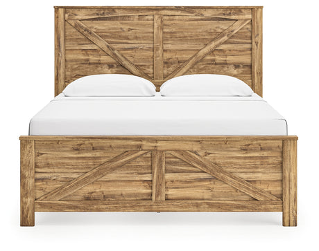 Maystonna King Crossbuck Panel Bed headboard close-up