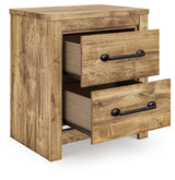 Maystonna Brown Nightstand with drawers open
