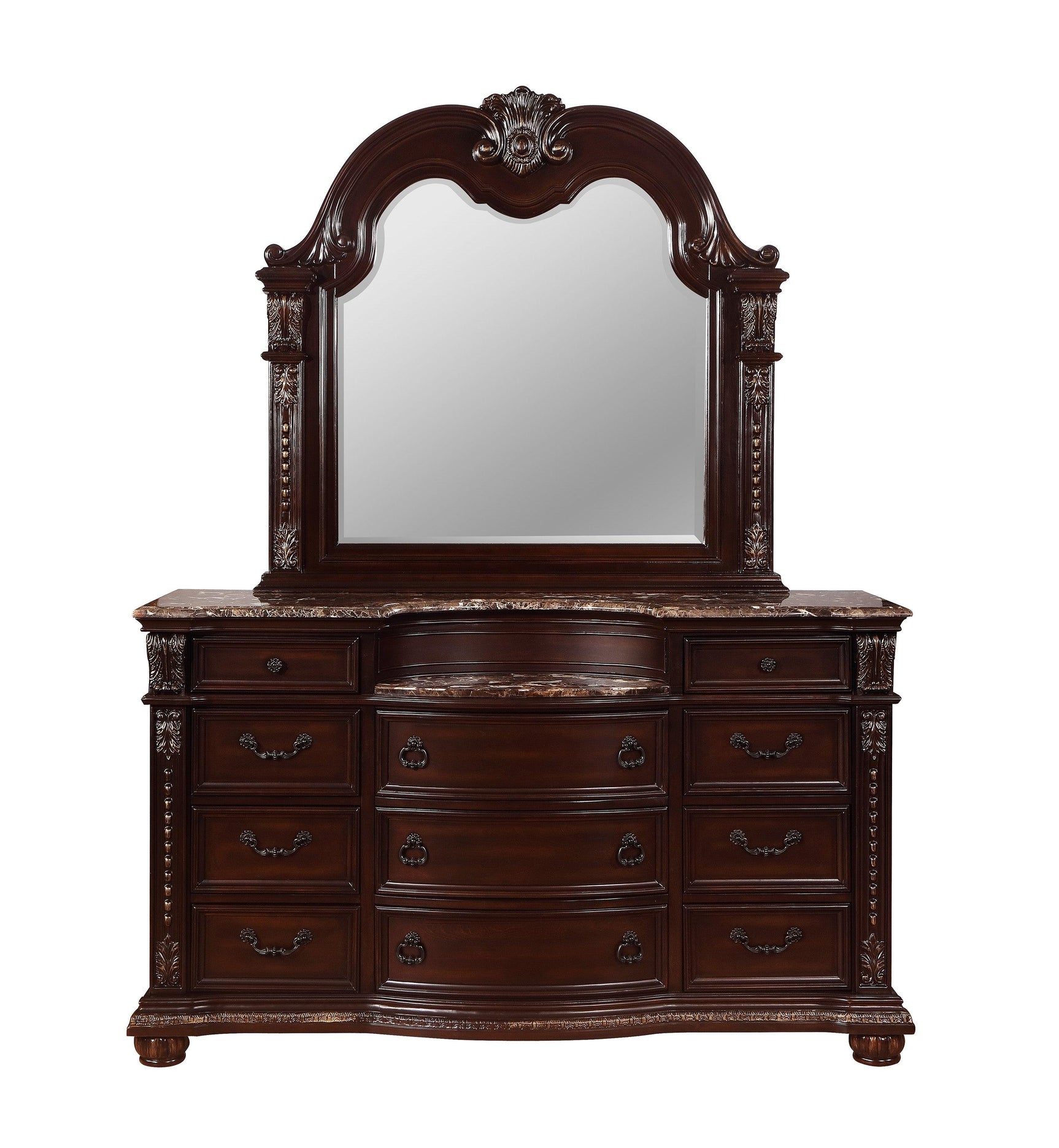 Side view of dresser from Stanley Cherry Brown bedroom set