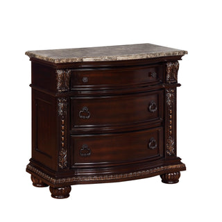 Stanley Traditional Brown Nightstand, front view showing 3 drawers