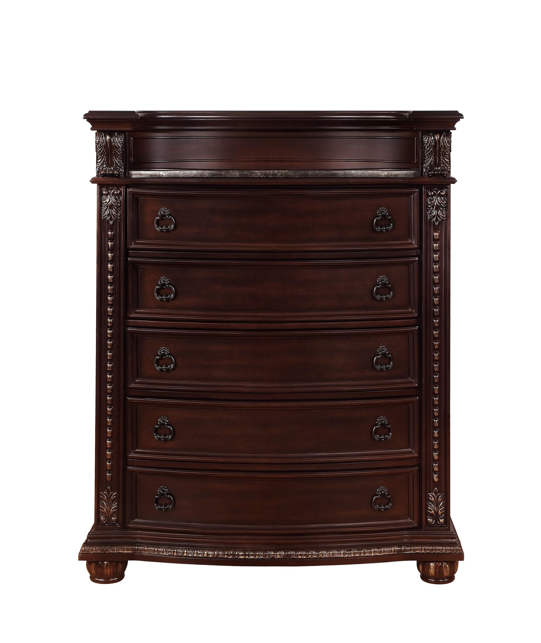 Detailed view of Stanley sleigh bed curved design