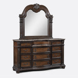bedroom view of Stanley Coffee Brown Upholstered Tufted Sleigh Bedroom Set bed