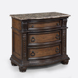 side view of Stanley Coffee Brown Upholstered Tufted Sleigh Bedroom Set bed