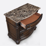 bedroom view of Stanley Coffee Brown Upholstered Tufted Sleigh Bedroom Set bed