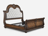 main view of Stanley Coffee Brown Upholstered Tufted Sleigh Bedroom Set bed