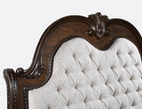 side view of Stanley Coffee Brown Upholstered Tufted Sleigh Bedroom Set bed
