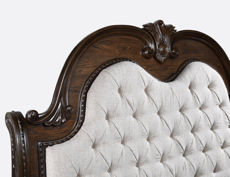 Side perspective of the Coffee Brown Upholstered Bed