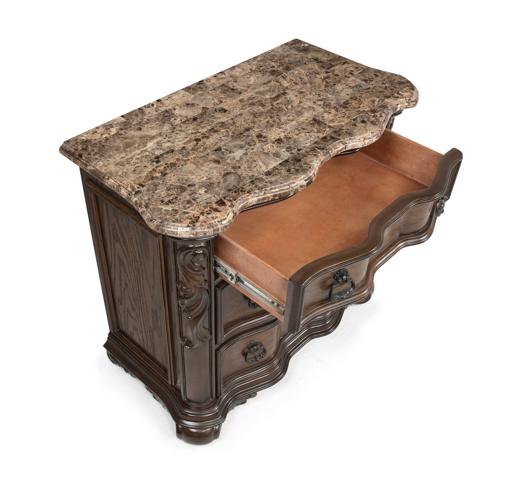 Ludwig Nightstand marble top close-up