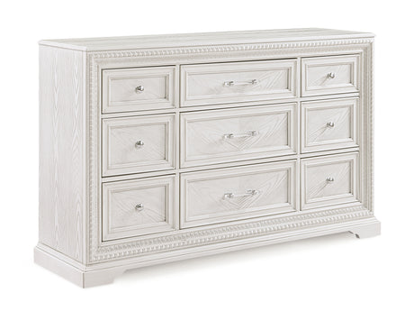 Bedroom view of Alexandria White Panel Bedroom Set bed