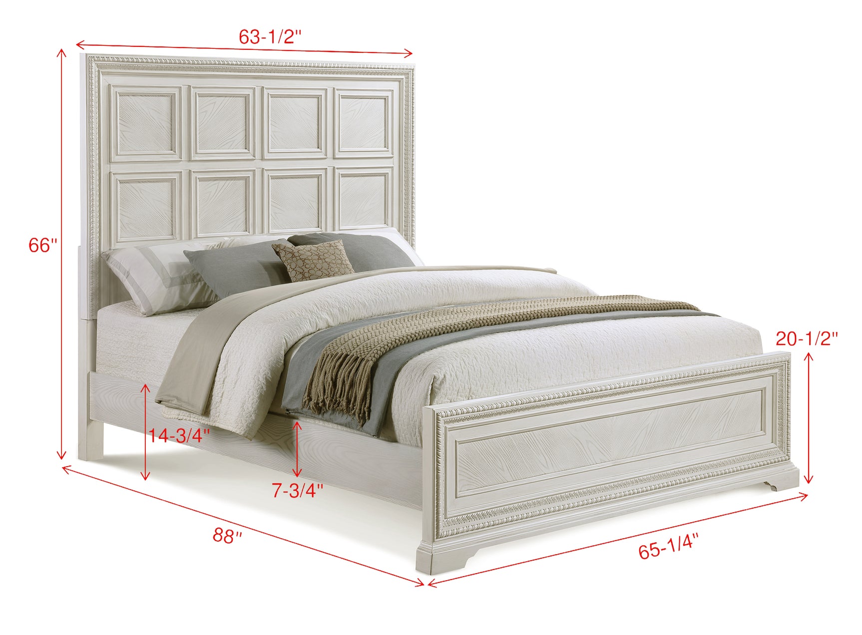 Alexandria White Panel Bedroom Set side bed view