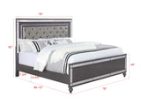 Refino Gray LED Upholstered Tufted Panel Bedroom Set main view queen size bed