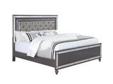 Refino Gray LED Upholstered Tufted Panel Bedroom Set bedroom view king size bed