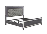 Refino Gray LED Upholstered Tufted Panel Bedroom Set bedroom view queen set