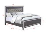 Refino Gray LED Upholstered Tufted Panel Bedroom Set main view dresser with mirror