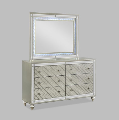 Cristian Dresser Champagne, front angle showing 6 drawers