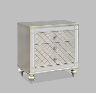 Cristian Champagne Night Stand 3 Drawers Front View