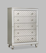 Cristian Champagne LED Upholstered Panel Bedroom Set bedroom front angle