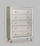 Cristian Champagne LED Upholstered Panel Bedroom Set main angled front