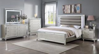 Cristian Champagne LED Fabric Upholstered Panel Bed main view