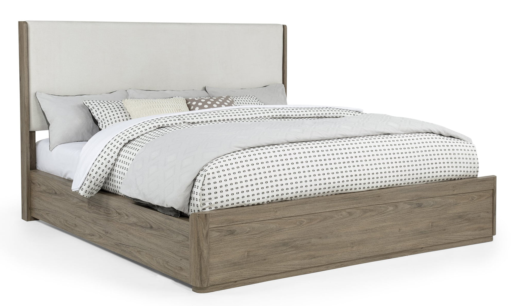 Veranda Gray Upholstered Panel King Bed from Decor Furniture