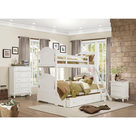 Clementine White Twin-over-Full Ladder Bunk Bed close-up detail
