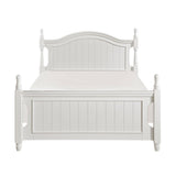 Clementine White Full Youth Poster Bed front view with turned posts