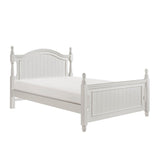 Clementine White Full Youth Poster Bed side angle showing scalloped base