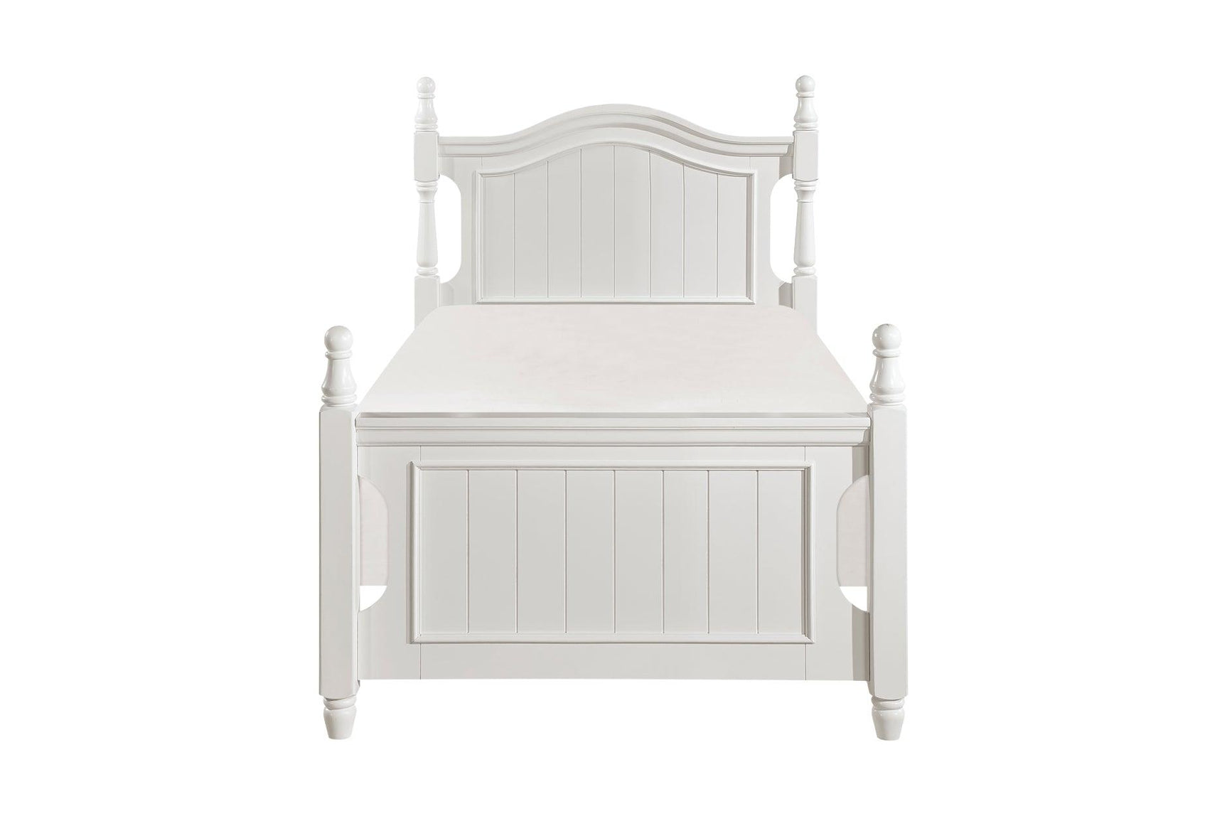 Clementine White Youth Platform Bedroom Set with trundle storage and solid wood construction