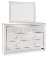 Paxberry Whitewash Dresser and Mirror - angled side view
