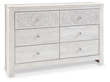 Paxberry dresser angled side view showing drawer details
