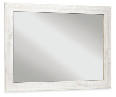 Paxberry Whitewash Bedroom Mirror angled side view showing full-length glass