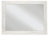 Paxberry Whitewash Bedroom Mirror front view with weathered whitewash frame