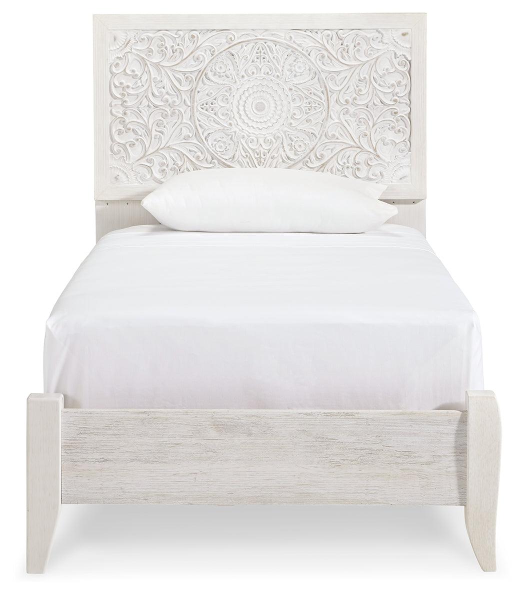 Paxberry Whitewash Twin Panel Bed head-on view