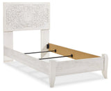 Paxberry Whitewash Twin Panel Bed headboard close-up