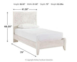 Paxberry Whitewash Twin Panel Bed dimensions diagram
