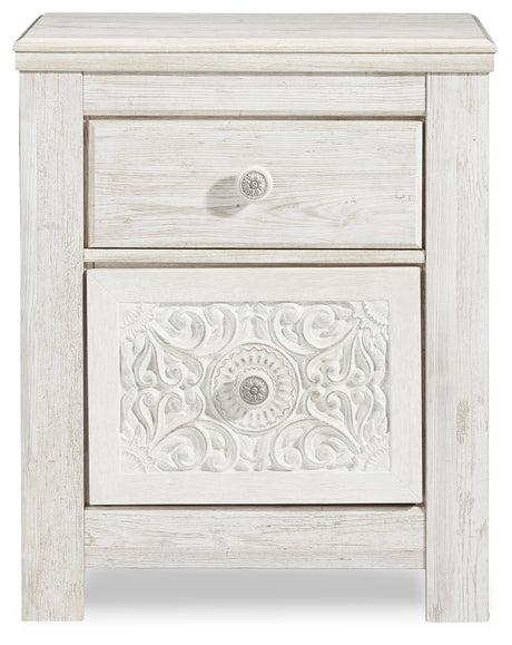 Paxberry Whitewash Nightstand by Ashley - front view