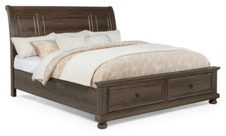 Claribelle Brown Storage Platform Sleigh King Bed from Decor Furniture