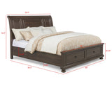 Claribelle Brown Storage Platform Sleigh Queen Bed view 2