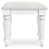 Kozlani White Vanity Stool side angled view