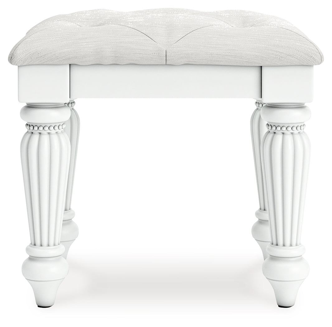 Kozlani White Vanity Stool side angled view