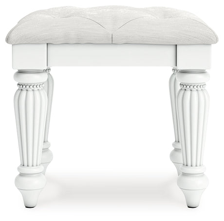 Kozlani White Vanity Stool side angled view